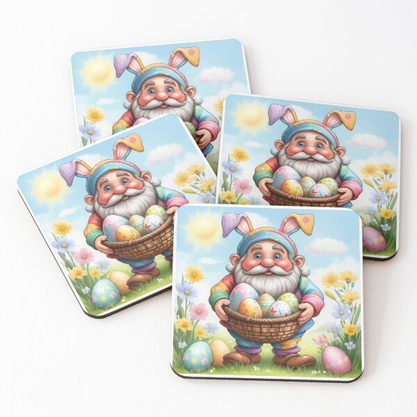 Item preview, funny easter dwarf with basket of colorful eggs in a meadow,Happy Easter,Easter Humor,Easter Day,funny easter design designed and sold by Expressions-Sel.