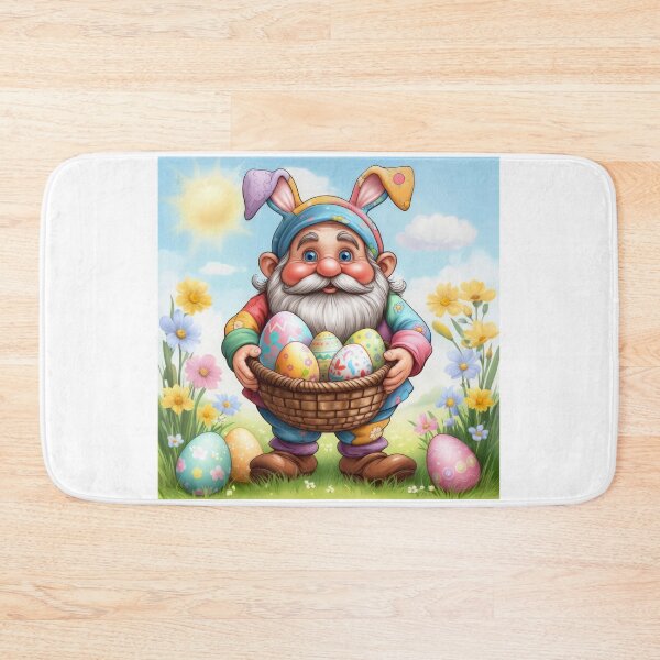 Item preview, funny easter dwarf with basket of colorful eggs in a meadow,Happy Easter,Easter Humor,Easter Day,funny easter design designed and sold by Expressions-Sel.