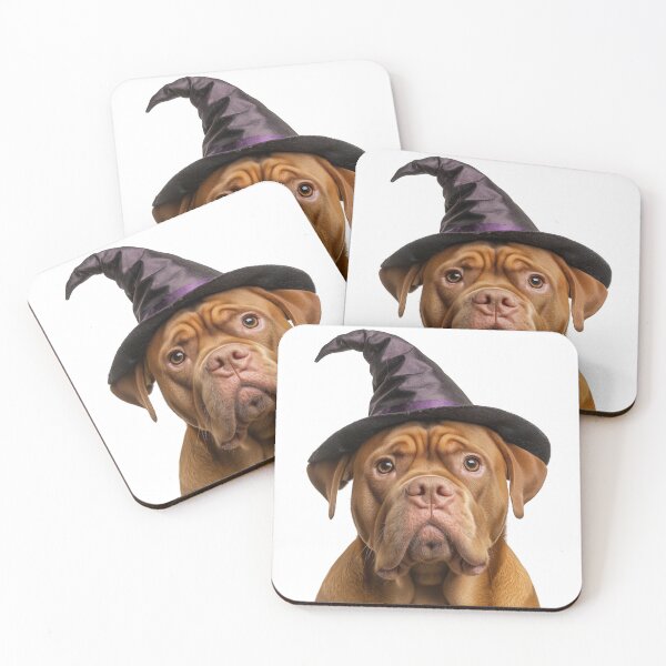 Item preview, Dogues de Bordeaux dog Wearing Halloween Witch Hat designed and sold by LazyOwlStore.