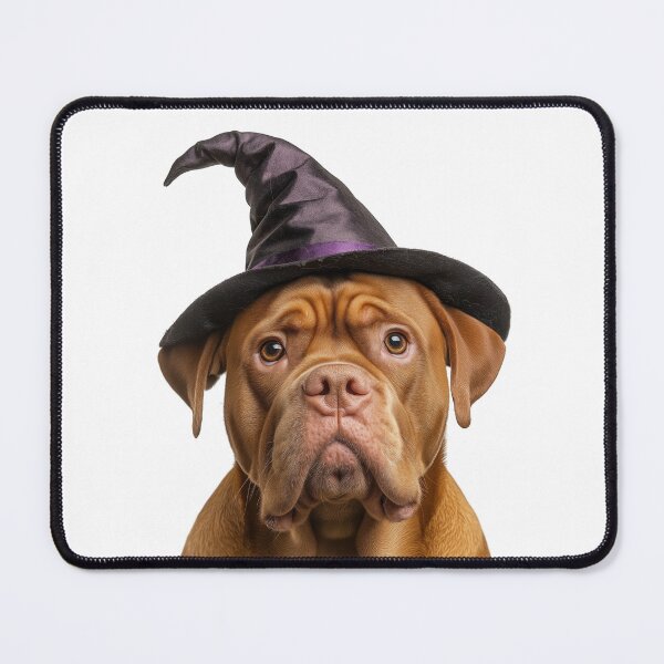 Item preview, Dogues de Bordeaux dog Wearing Halloween Witch Hat designed and sold by LazyOwlStore.