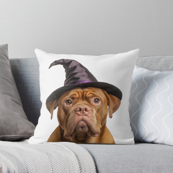 Item preview, Dogues de Bordeaux dog Wearing Halloween Witch Hat designed and sold by LazyOwlStore.