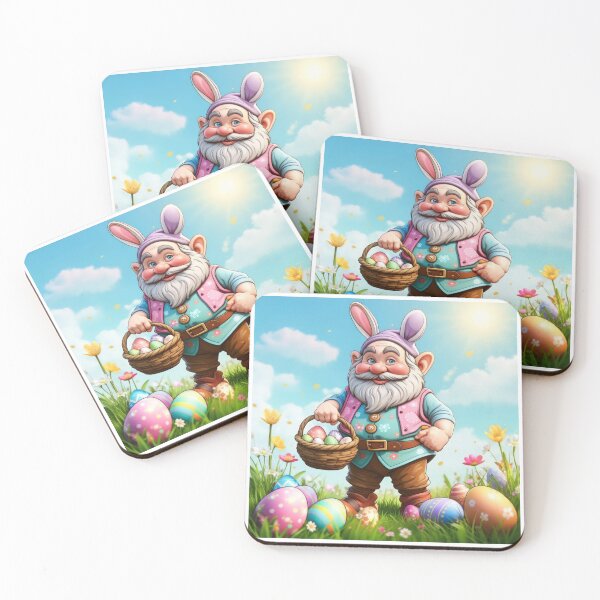 Item preview, funny easter dwarf with basket of colorful eggs in a meadow,Happy Easter,Easter Humor,Easter Day,funny easter design designed and sold by Expressions-Sel.