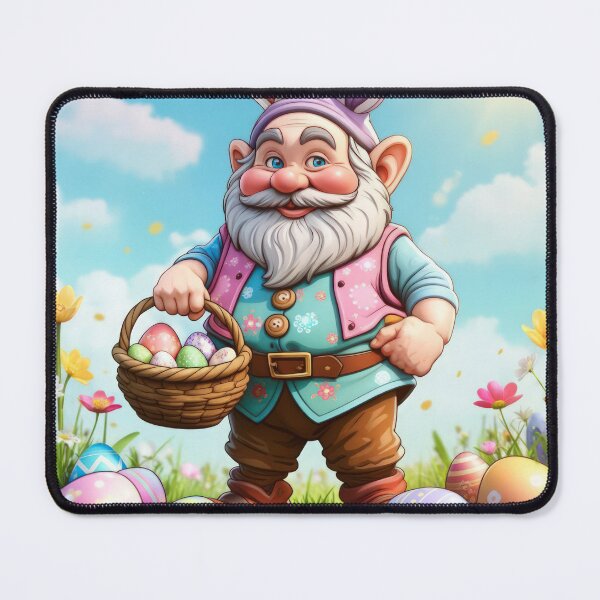 Item preview, funny easter dwarf with basket of colorful eggs in a meadow,Happy Easter,Easter Humor,Easter Day,funny easter design designed and sold by Expressions-Sel.
