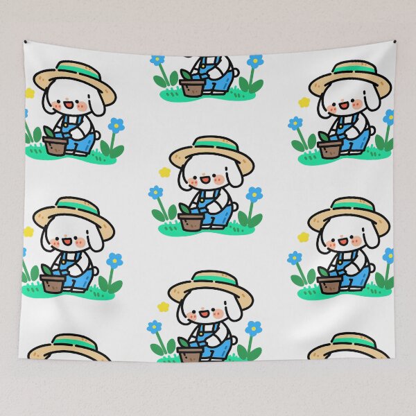 Item preview, A bunny planting spring flowers designed and sold by Elinotes.