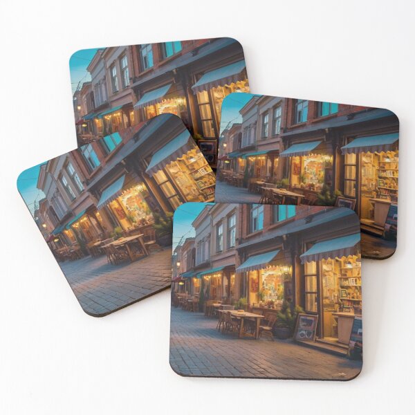Item preview, Golden Hour Charm: Cozy Street Shops in the City designed and sold by BlareBlare.