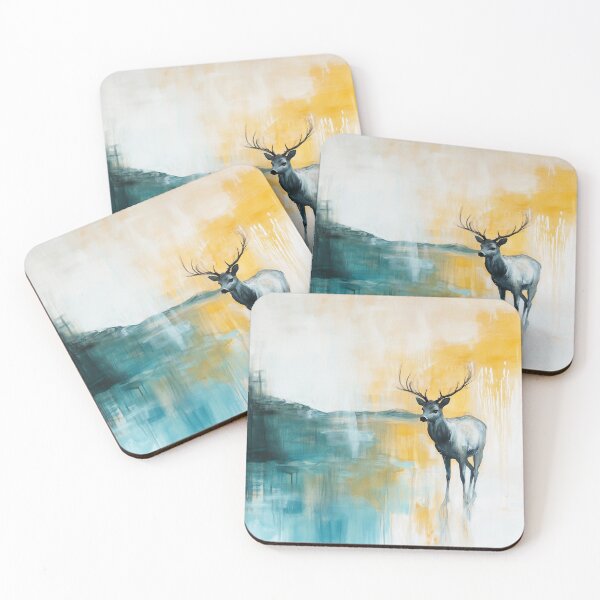 Item preview, Abstract Painting of Nordic Landscape with Deer designed and sold by Fractal-Graphic.