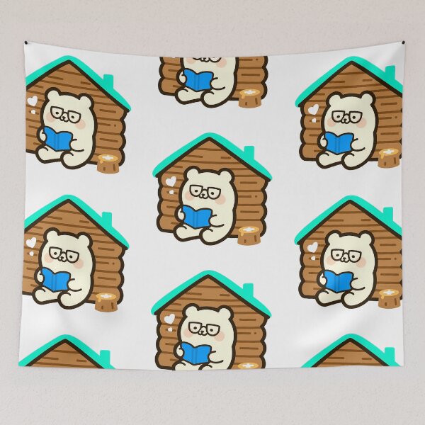 Item preview, A bear reading in a mountain cabin designed and sold by Elinotes.
