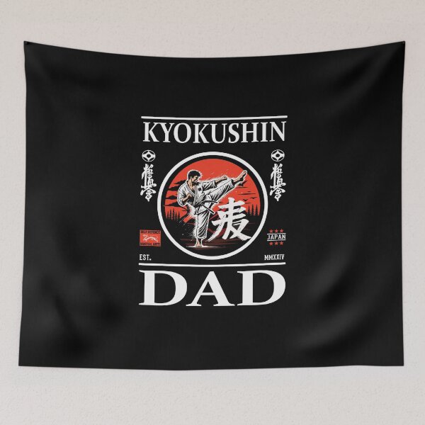 Item preview, Kyokushin Karate Dad design with karateka and kanji designed and sold by RetroMaritalArt.