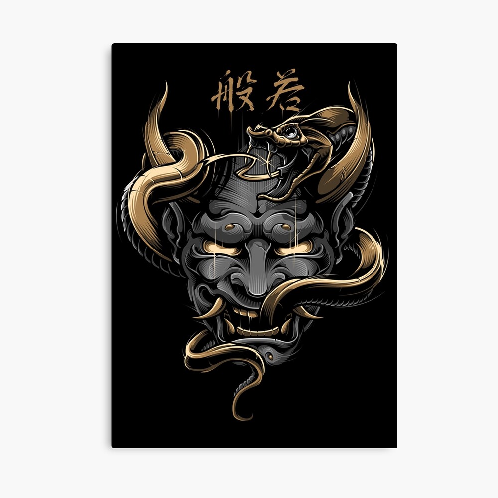 Hannya Demon Tattoo Art Board Print By Blackoutstore Redbubble