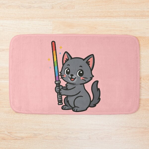 Item preview, Rainbow Lightsaber Kitten Sticker – Cute Cat with Colorful Saber | Vector Art for Cat Lovers designed and sold by WAUZ.