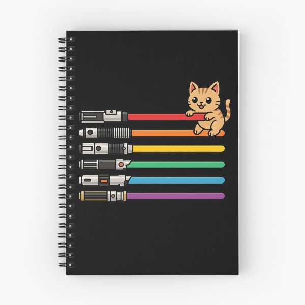 Item preview, Funny Rainbow Lightsaber Cat Sticker – Cute Vector Kitten Climbing Colorful Laser Sword – Nerdy Geek Gift Idea designed and sold by WAUZ.