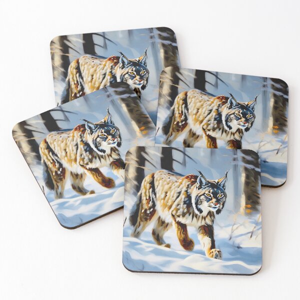 Item preview, Canadian Lynx prowling through the forest in snow designed and sold by Island Art Studios.