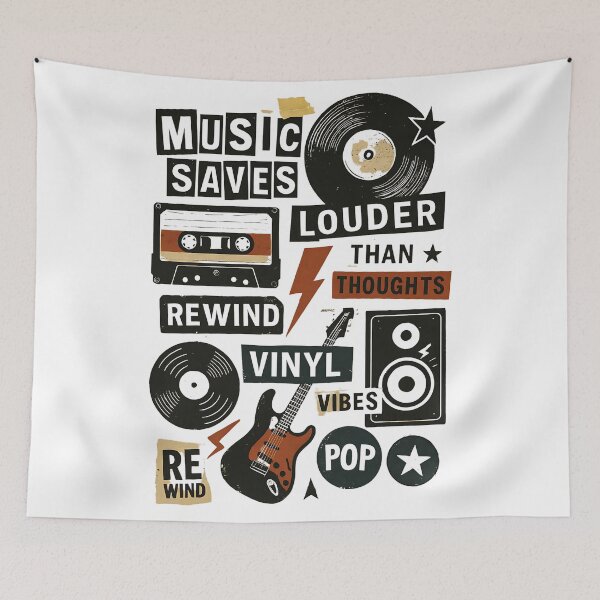 Item preview, Music Zine Collage – Vintage Patchwork Design for Vinyl & Cassette Lovers designed and sold by VIBE CRAFT STUDIO.