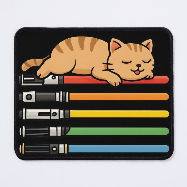 Item preview, Rainbow Lightsaber Kitten Sleeping – Vector Art Design, Cute Digital Artwork for Fans designed and sold by WAUZ.