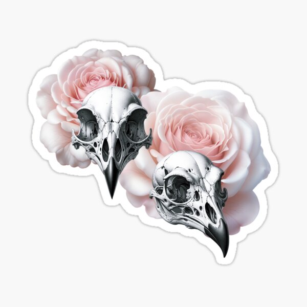 Item preview, Bird skulls and roses designed and sold by Miamaia .