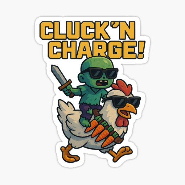 Artikel-Vorschau von Lustiges Zombie Chicken Rider Cluck'n Charge Krieger Design, designt und verkauft von ElviqusShop.