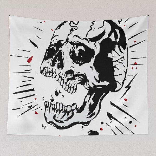 Item preview, skull line tattoo old school skull halloween designed and sold by Achille3777.