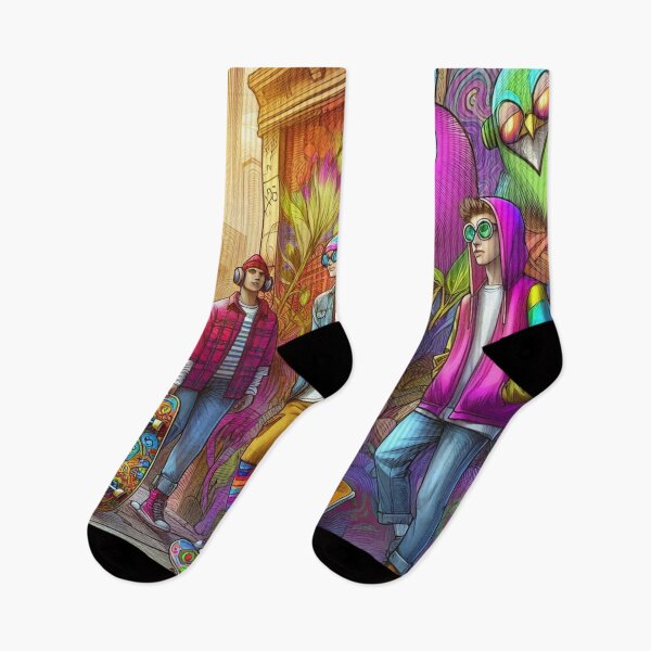 Item preview, Colorful street art youth in the city designed and sold by Sigtrix.