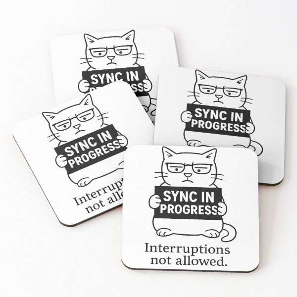 Item preview, Sync in Progress Shirt – Funny Cat Deep Work Tee – Gift for Introverts & Remote Developers designed and sold by JustMeditateIt.