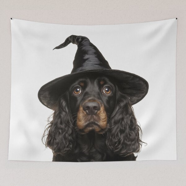 Item preview, English Cocker Spaniel dog Wearing Halloween Witch Hat designed and sold by LazyOwlStore.