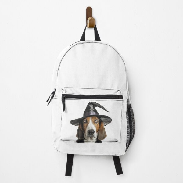 Item preview, English Foxhound dog Wearing Halloween Witch Hat designed and sold by LazyOwlStore.