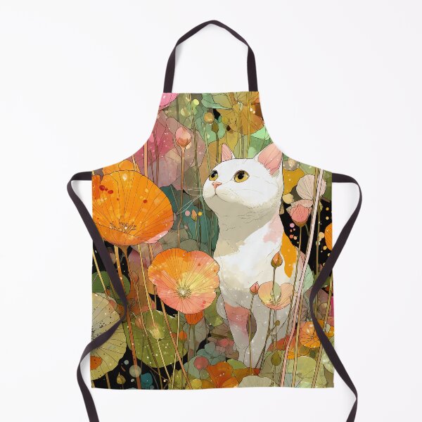 Item preview, Cat Amongst the Cosmos Flowers designed and sold by Retro Type.