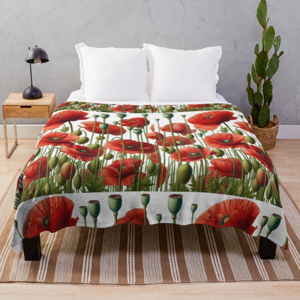 Item preview, red poppies on green background designed and sold by Crisverona.