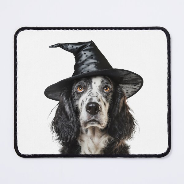 Artikelvorschau, English Setter Hund trägt Halloween Hexenhut entworfen und verkauft von LazyOwlStore.