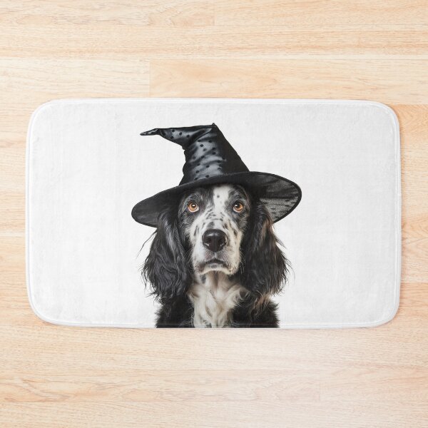 Artikelvorschau, English Setter Hund trägt Halloween Hexenhut entworfen und verkauft von LazyOwlStore.