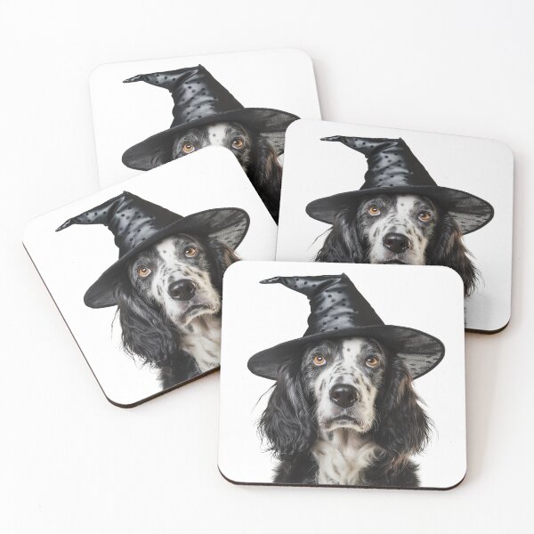 Artikelvorschau, English Setter Hund trägt Halloween Hexenhut entworfen und verkauft von LazyOwlStore.