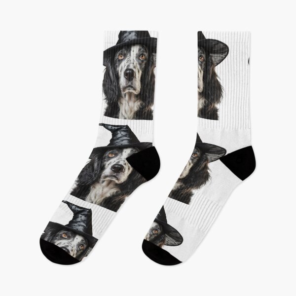 Artikelvorschau, English Setter Hund trägt Halloween Hexenhut entworfen und verkauft von LazyOwlStore.
