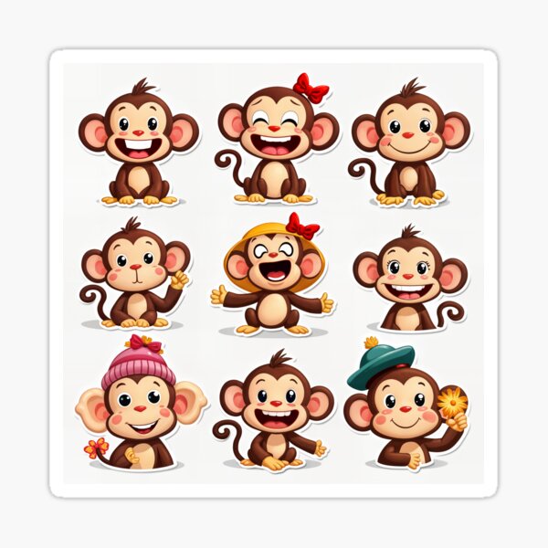 Item preview, Cute Cartoon Monkeys – Playful Jungle Friends Collection designed and sold by Emilia-Design.