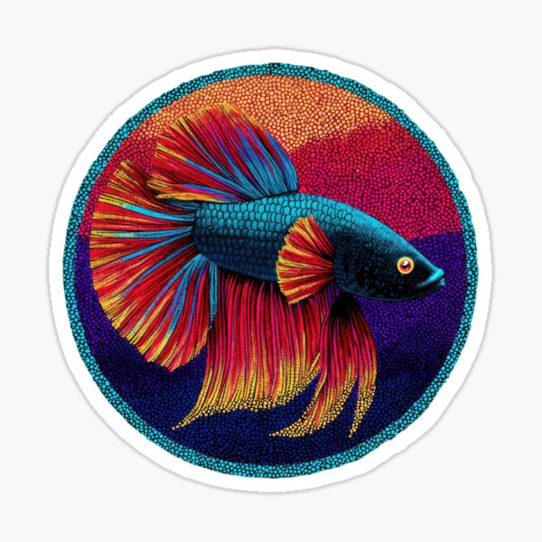 Item preview, Colorful betta fish ,Vector illustration of a colorful cartoon fish swimming in the blue sea designed and sold by Aonsnoopy.