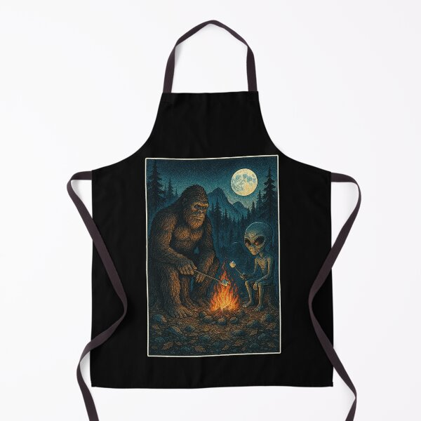 Item preview, Bigfoot and Alien Roasting Marshmallows – Funny Cryptid Camping designed and sold by NatIntrovertSoc.