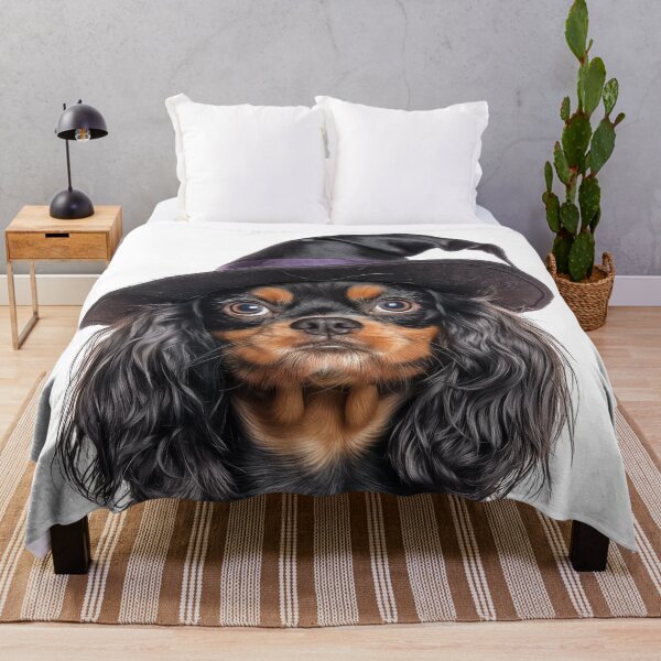 Item preview, English Toy Spaniel dog Wearing Halloween Witch Hat designed and sold by LazyOwlStore.