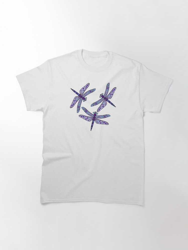 Thumbnail 3 of 7, Classic T-Shirt, Authentic Aboriginal Art - Dragonflies designed and sold by HogarthArts.