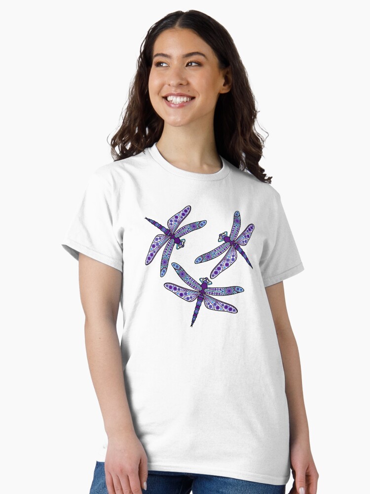 Thumbnail 2 of 7, Classic T-Shirt, Authentic Aboriginal Art - Dragonflies designed and sold by HogarthArts.