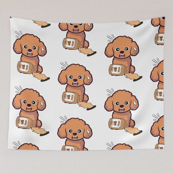 Item preview, Cute Brownd Dog spilled a jar of peanut butter designed and sold by Pet Station.