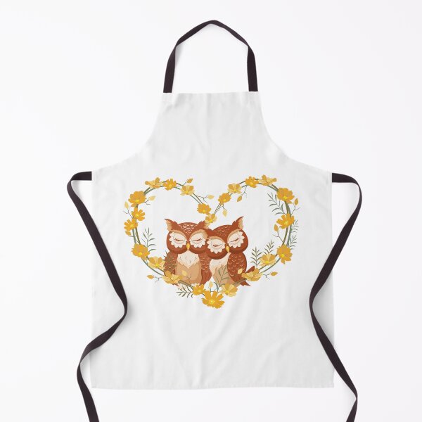 Item preview, Two Brown Owls Snuggling in a Yellow Floral Heart designed and sold by JohanaStyle.