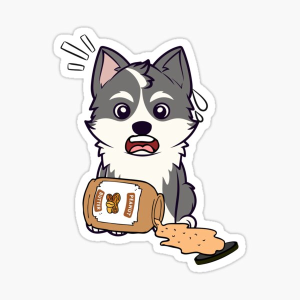 Artikel-Vorschau von Süßer Husky-Hund verschüttet ein Glas Erdnussbutter, designt und verkauft von Pet Station.