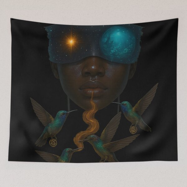 Item preview, Surreal celestial humming bird design. designed and sold by Shoot-The-Moon.