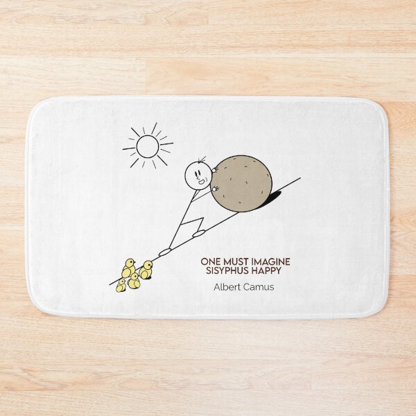 Item preview, One Must Imagine Sisyphus Happy Herding Baby Chicks - Philosophy Cartoons designed and sold by JoyfulSisyphus.