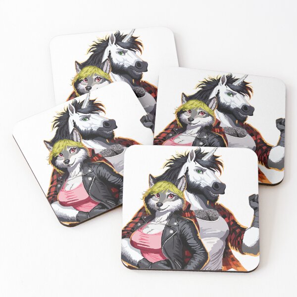 Artikelvorschau, Einhorn- und Wolfspaar entworfen und verkauft von KlakkDrawsStuff.