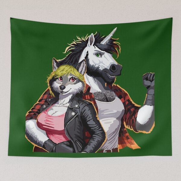 Item preview, Unicorn and Wolf Couple designed and sold by KlakkDrawsStuff.
