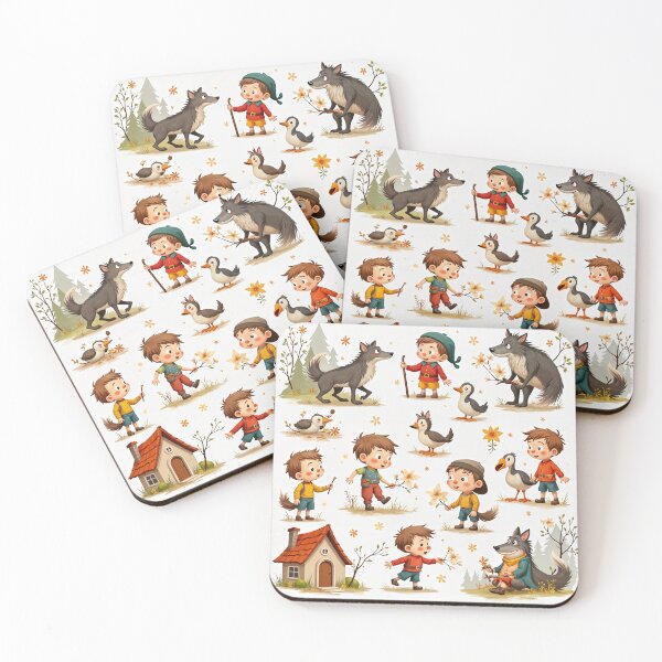 Item preview, Peter and the Wolf – Whimsical Fairy Tale Illustration designed and sold by Emilia-Design.