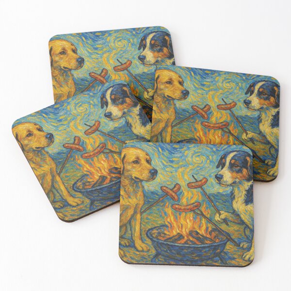 Item preview, two dogs grilling, Van Gogh designed and sold by Mauswohn.