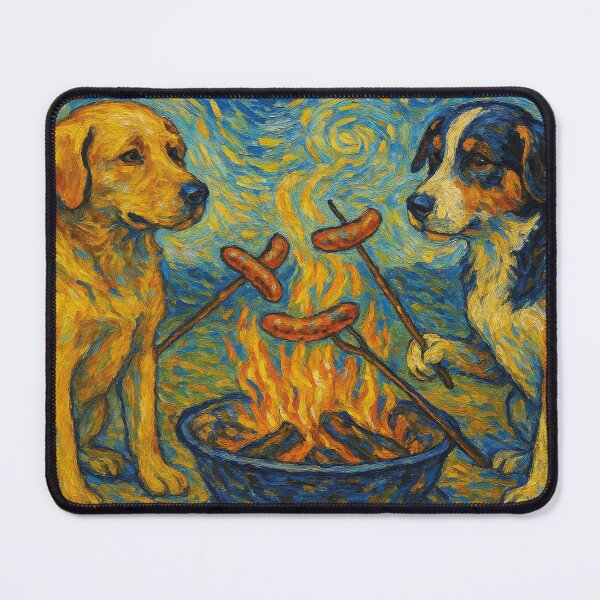 Item preview, two dogs grilling, Van Gogh designed and sold by Mauswohn.