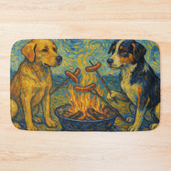 Item preview, two dogs grilling, Van Gogh designed and sold by Mauswohn.