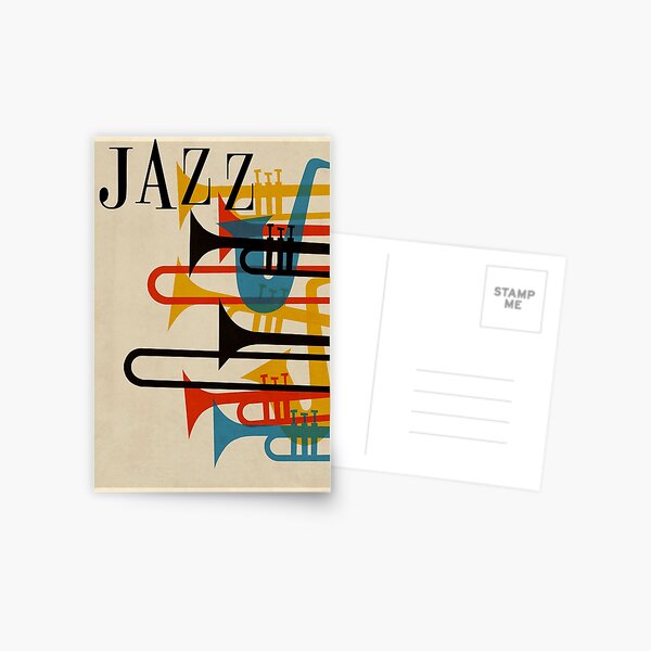 Item preview, jazz retro 1950s style poster beatnik midcentury modern design artwork designed and sold by adrienne75.