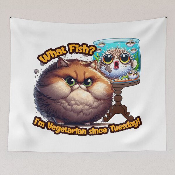 Item preview, Cat Meme "What Fish?" designed and sold by DogArtGallery.
